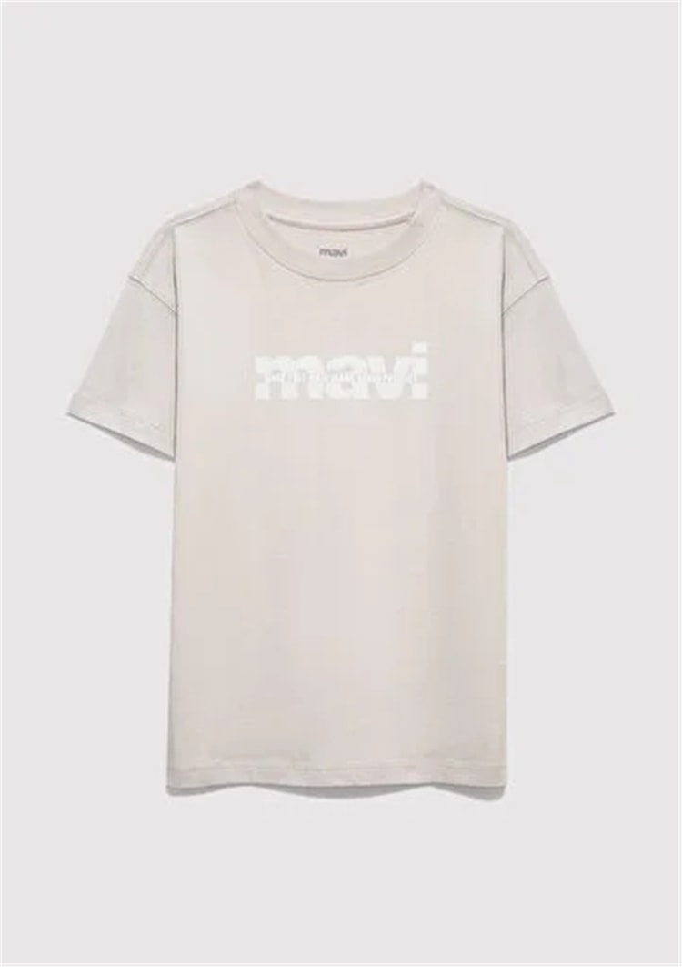 Mavı M6610444-90782 Quıet Gray Erkek Cocuk Oversıze Mavı Baskılı Logo T-Shırt