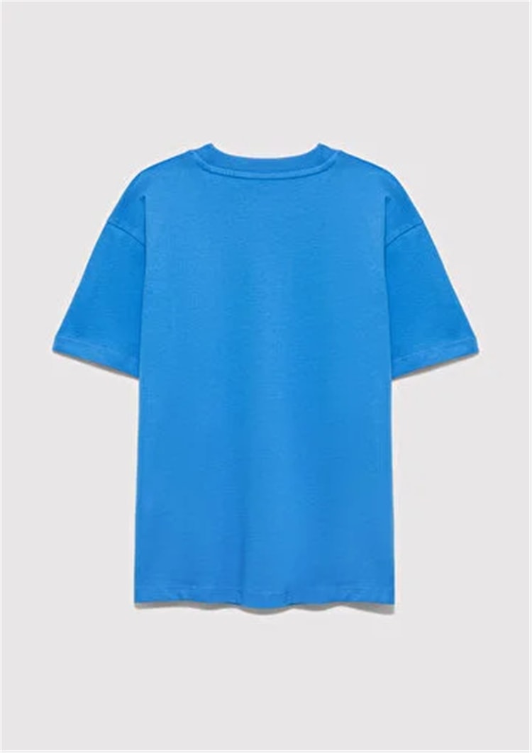 Mavı M6610484-70902 Palace Blue Erkek Cocuk Oversıze Mavı Baskılı T-Shırt