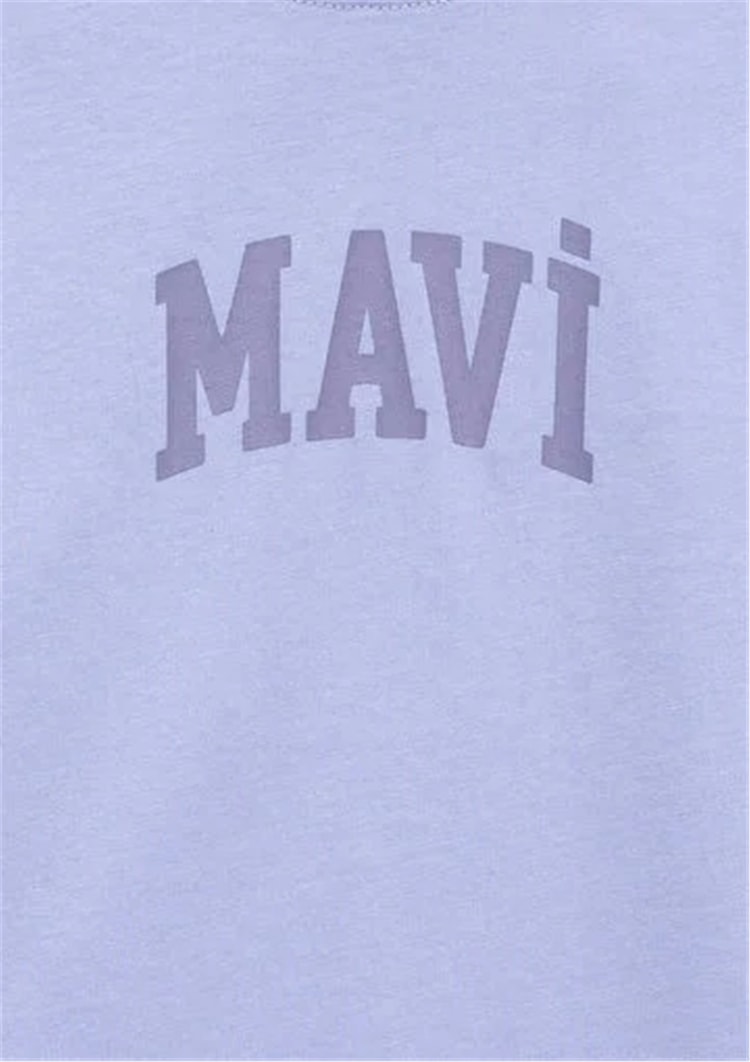 Mavı M7610467-70545 Menekse Lıla Kız Cocuk Oversıze Mavı Baskılı T-Shırt