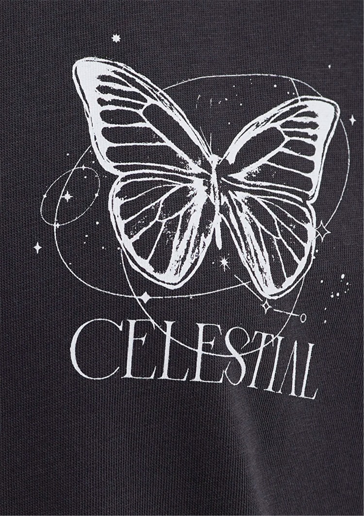 Mavi Y26 M1613871-70087 Komur Kadın Regular Kelebek Baskılı T-shirt