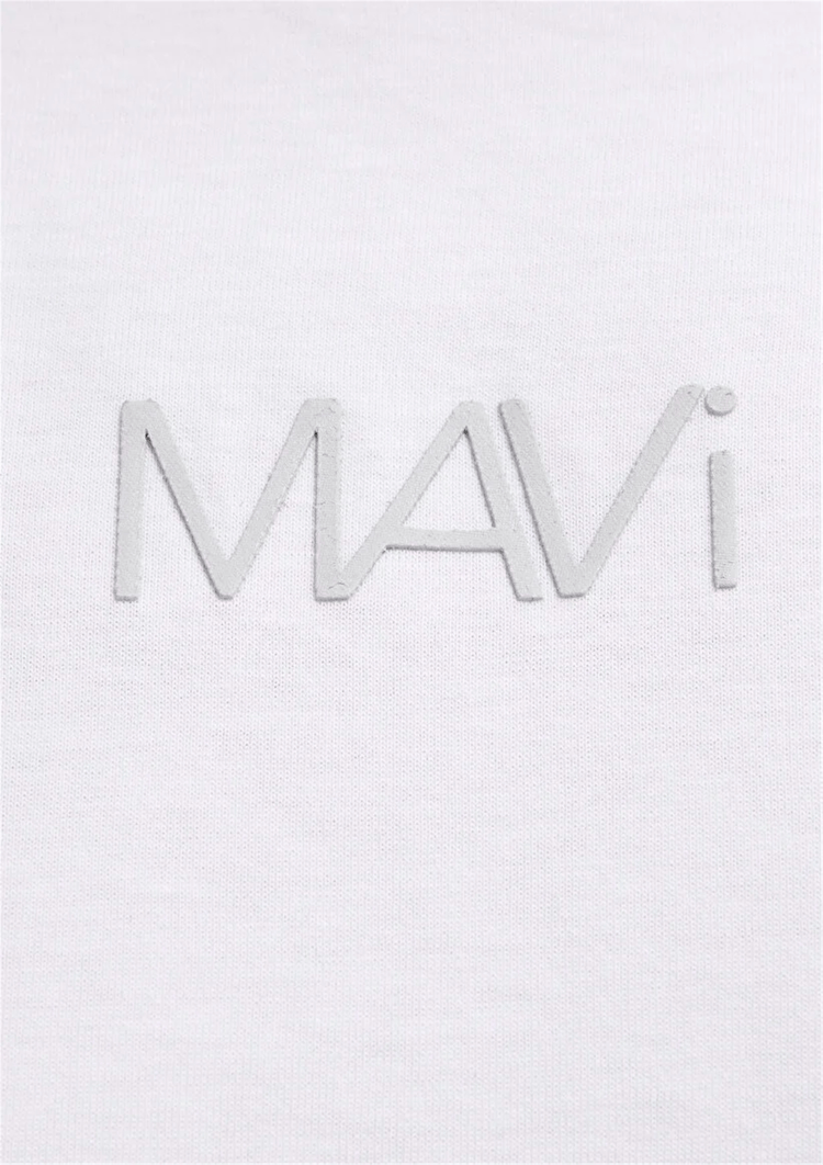 Mavi Y26 M1613884-620 Beyaz Kadın Oversıze Mavi Baskılı T-shirt