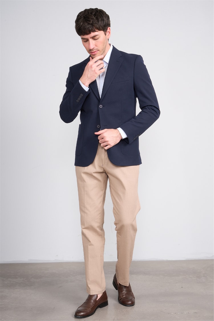 Mentality 4007 Erkek Mono Yaka Slimfit Tek Ceket Lacivert