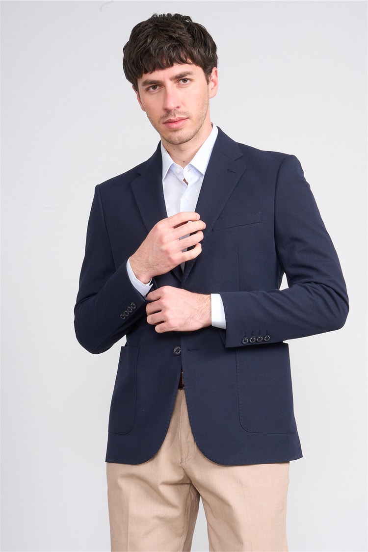 Mentality 4007 Erkek Mono Yaka Slimfit Tek Ceket Lacivert