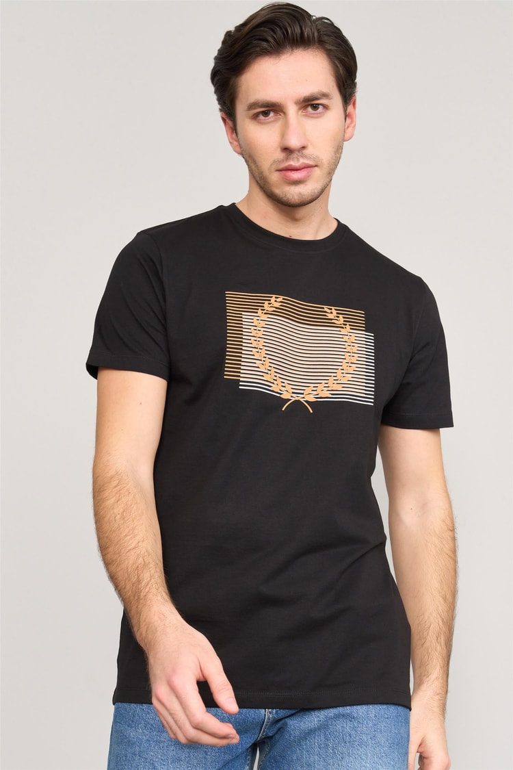 Mentality 4034 Erkek Bisiklet Yaka Baskılı Regular T-shirt Siyah