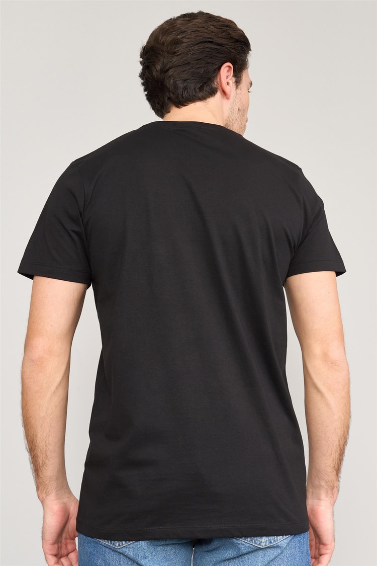 Mentality 4034 Erkek Bisiklet Yaka Baskılı Regular T-shirt Siyah