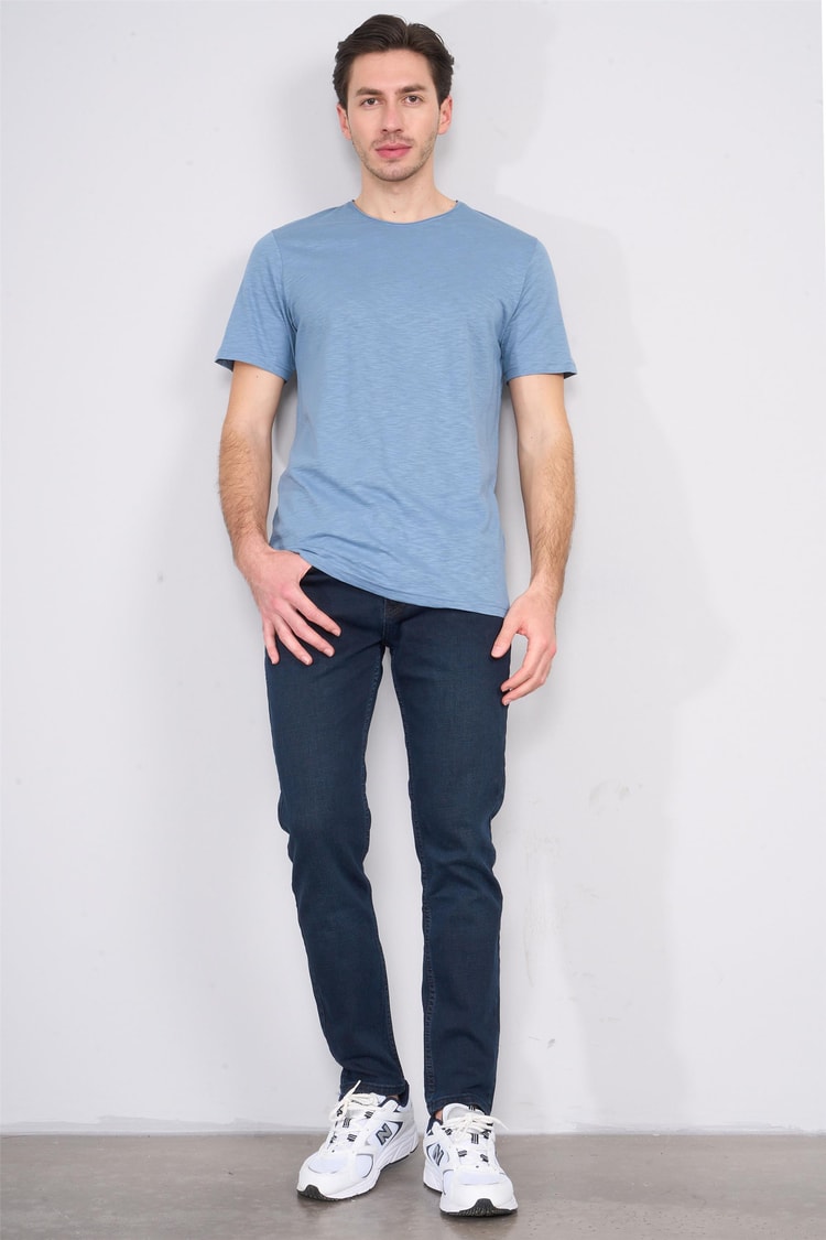 Mentality 6443 Erkek Proton Slim Fit Kot Pantolon Dark Blue
