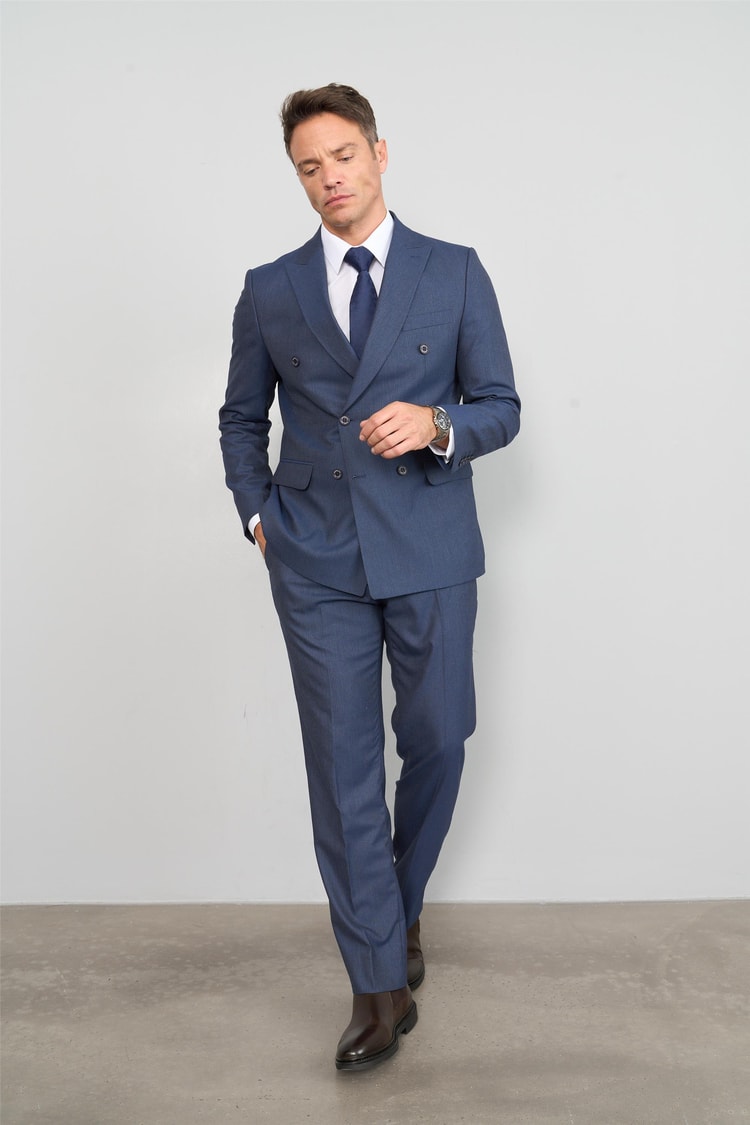 Mentality 9101 Erkek Ardiles Kruvaze Takım Elbise Lacivert
