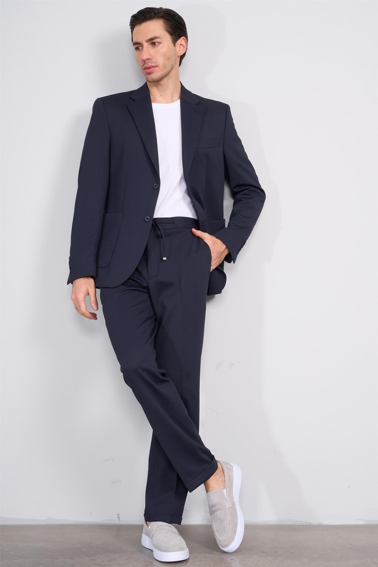 Mentality 9148 Erkek Mono Yaka Slimfit Takım Elbise Koyu Lacivert