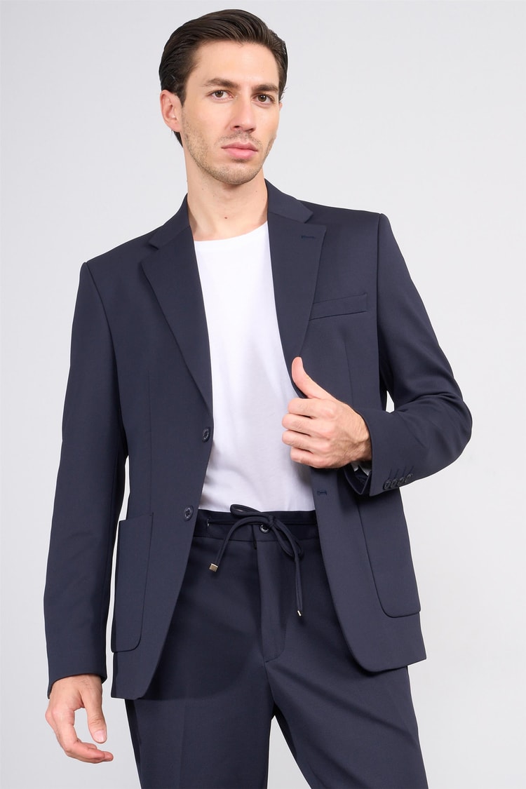 Mentality 9148 Erkek Mono Yaka Slimfit Takım Elbise Koyu Lacivert
