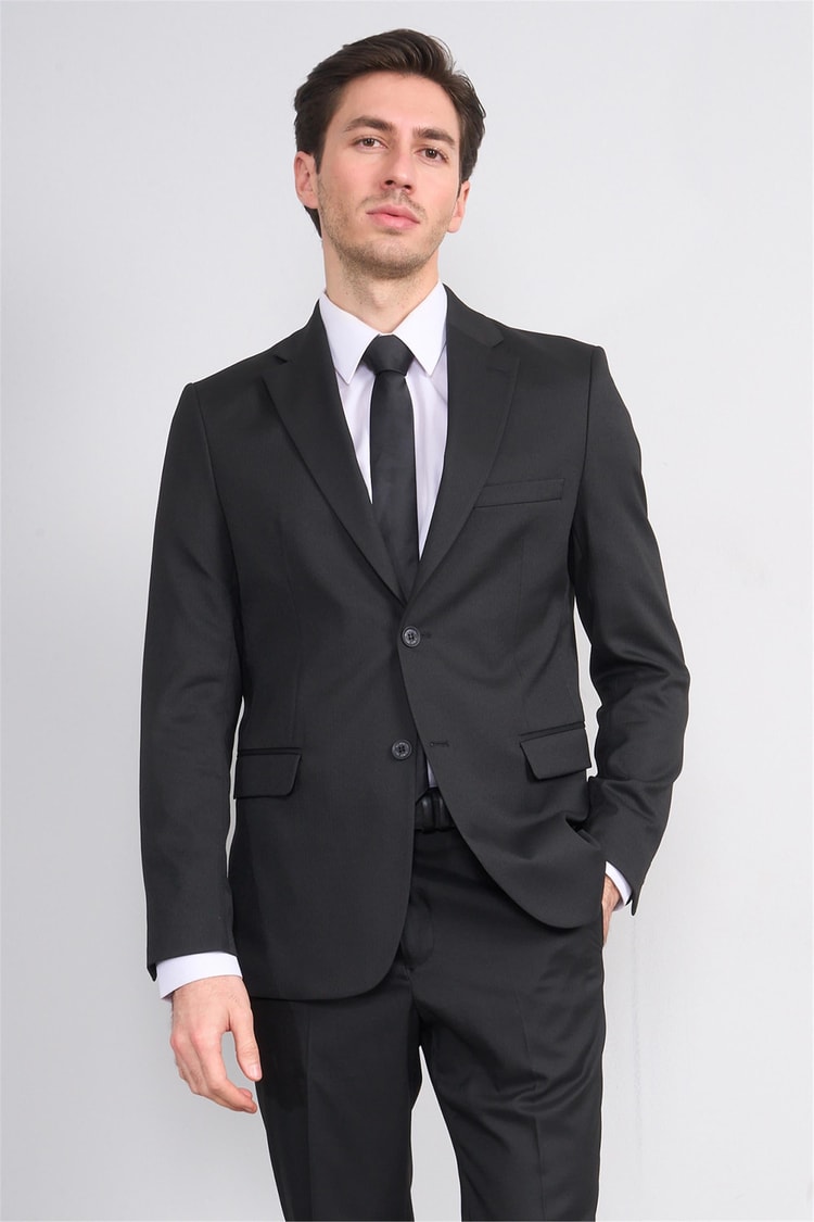 Mentality 9188 Erkek Mono Yaka Slim Fit Takım Elbise Siyah