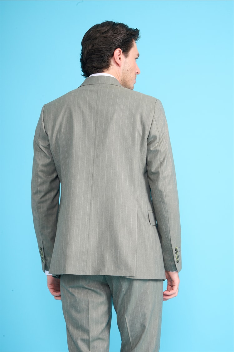 Mentality 9234 Erkek Kırlangıç Yaka Slim Fit Kruvaze Takım Elbise Yeşil