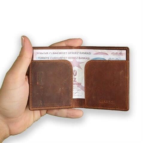My Valice Erkek Hakiki  Deri Cüzdan ve Kartlık 1805 Koyu Taba