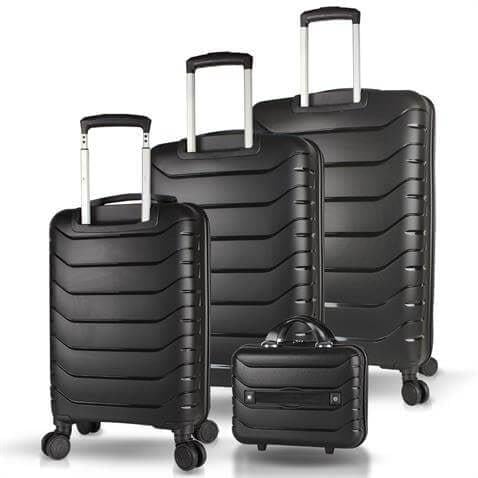 My Valice Solid PP Polipropilen Kırılmaz Kabin Orta Büyük ve Makyaj Boy Siyah 4'lü Travel Valiz Seti