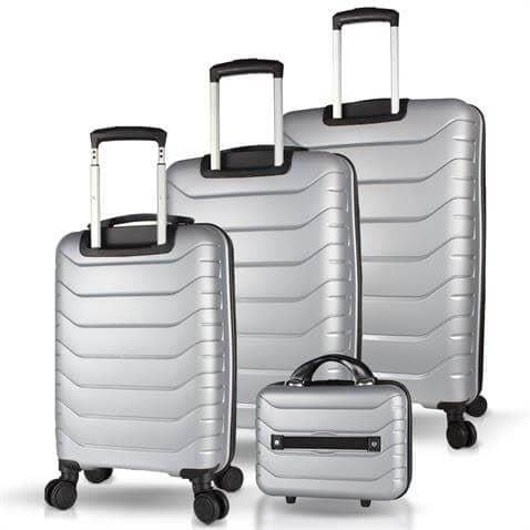 My Valice Solid PP Polipropilen Kırılmaz Kabin Orta Büyük ve Makyaj Boy Gümüş Gri 4'lü Travel Valiz Seti