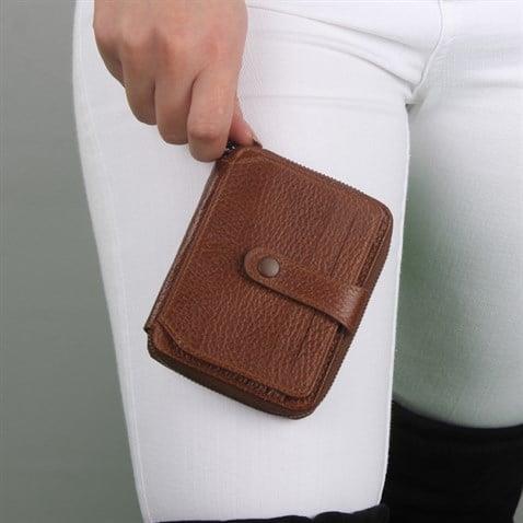 My Valice Unisex Hakiki Deri Cüzdan ve Kartlık 1816 Taba