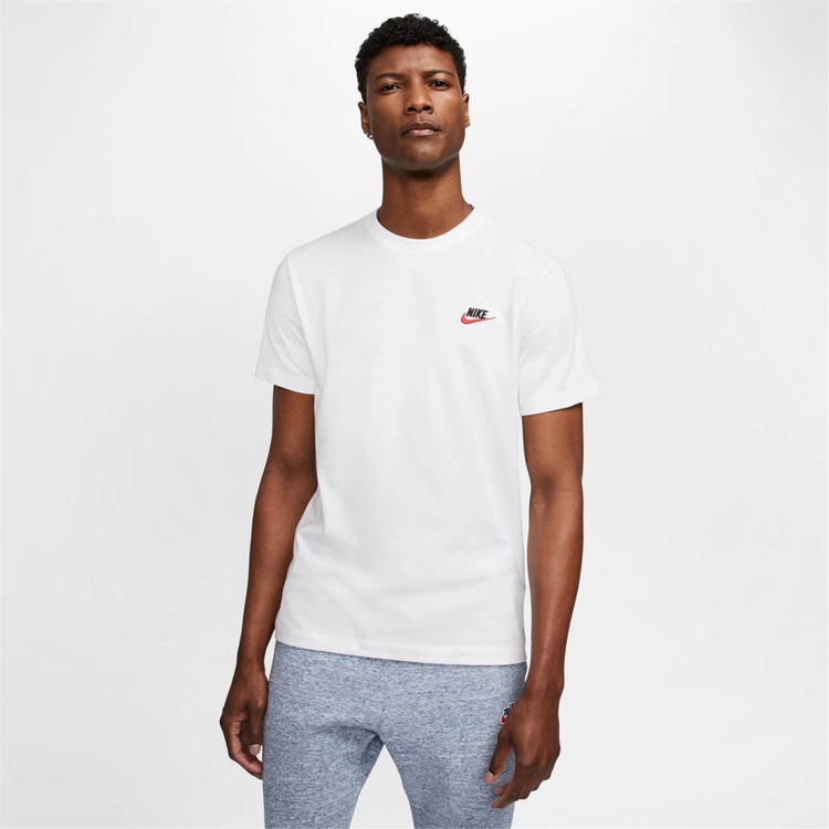 Nıke Ar4997 Sportswear Club T-Shırt 100 Whıte/Black/Unıversıty Red Erkek T-Shırt