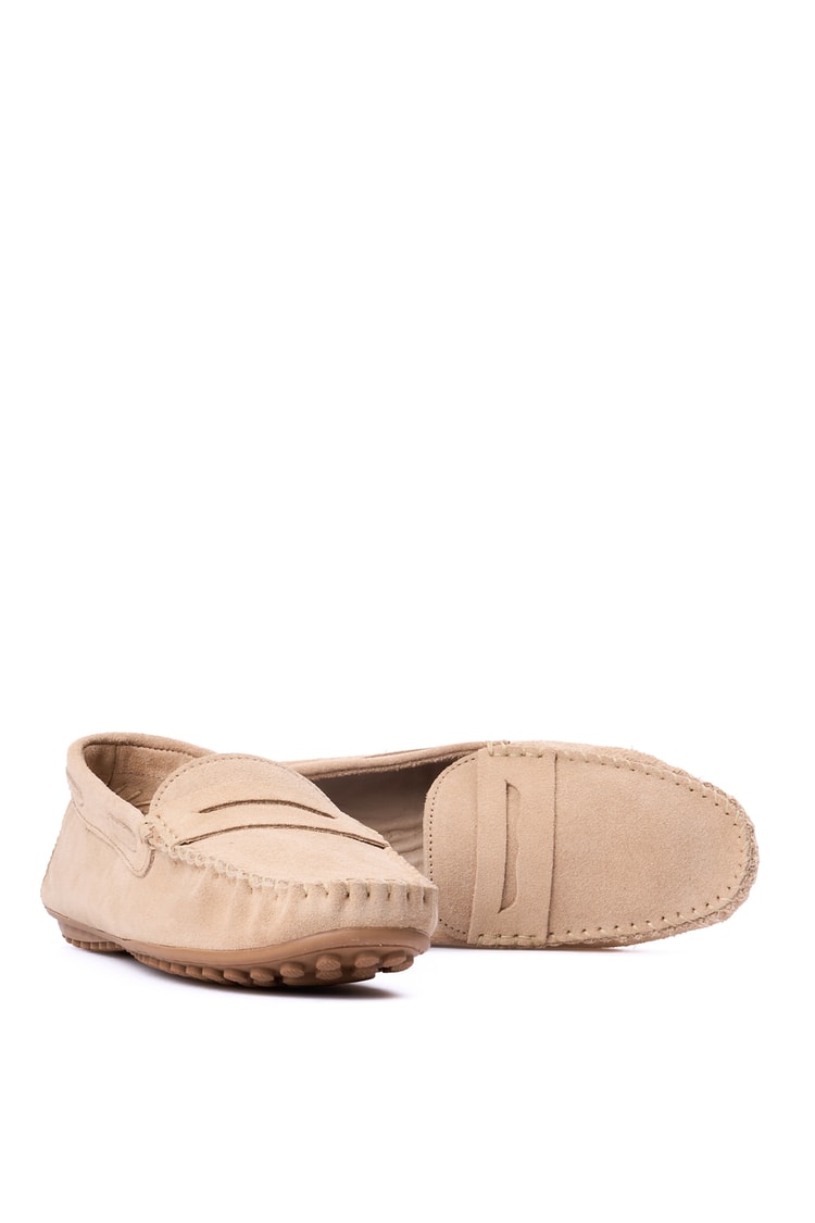 Oflaz 1329Y 101 Bej Bayan Derı Loafer Ayakkabı
