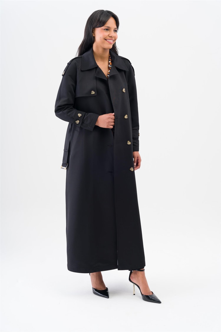 Olcay 6538 1001 Siyah Kadın Polyester Trençkot