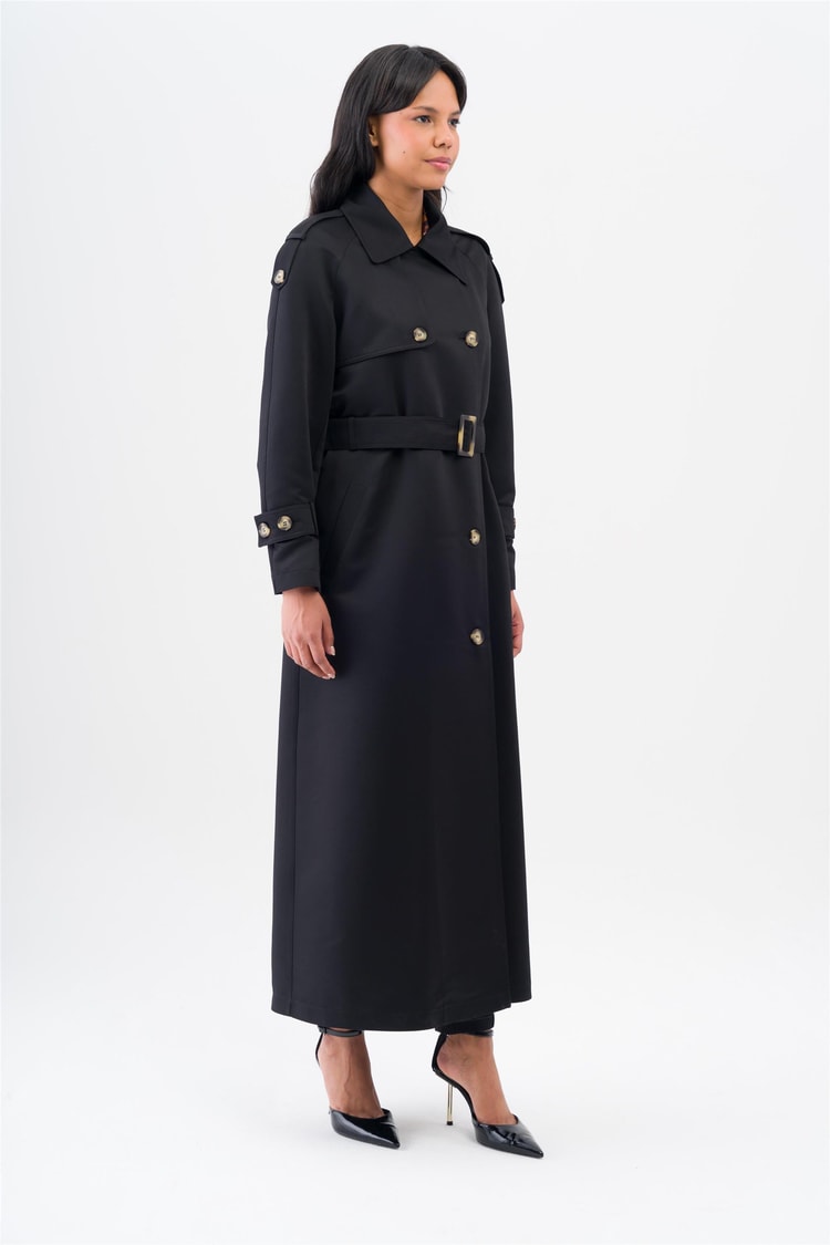 Olcay 6538 1001 Siyah Kadın Polyester Trençkot
