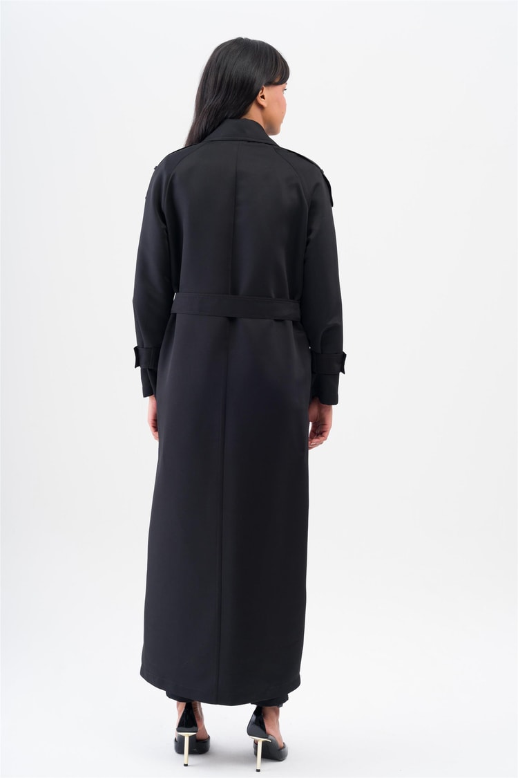 Olcay 6538 1001 Siyah Kadın Polyester Trençkot