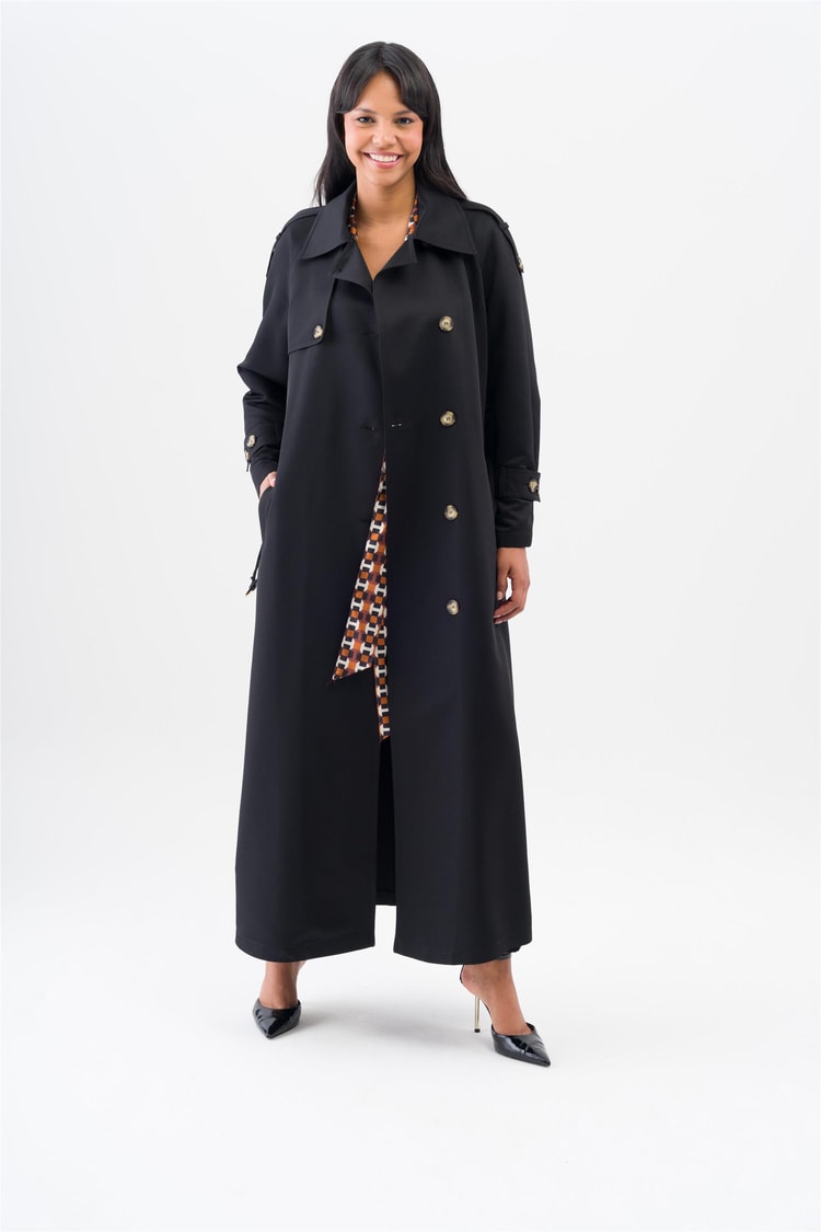 Olcay 6538 1001 Siyah Kadın Polyester Trençkot