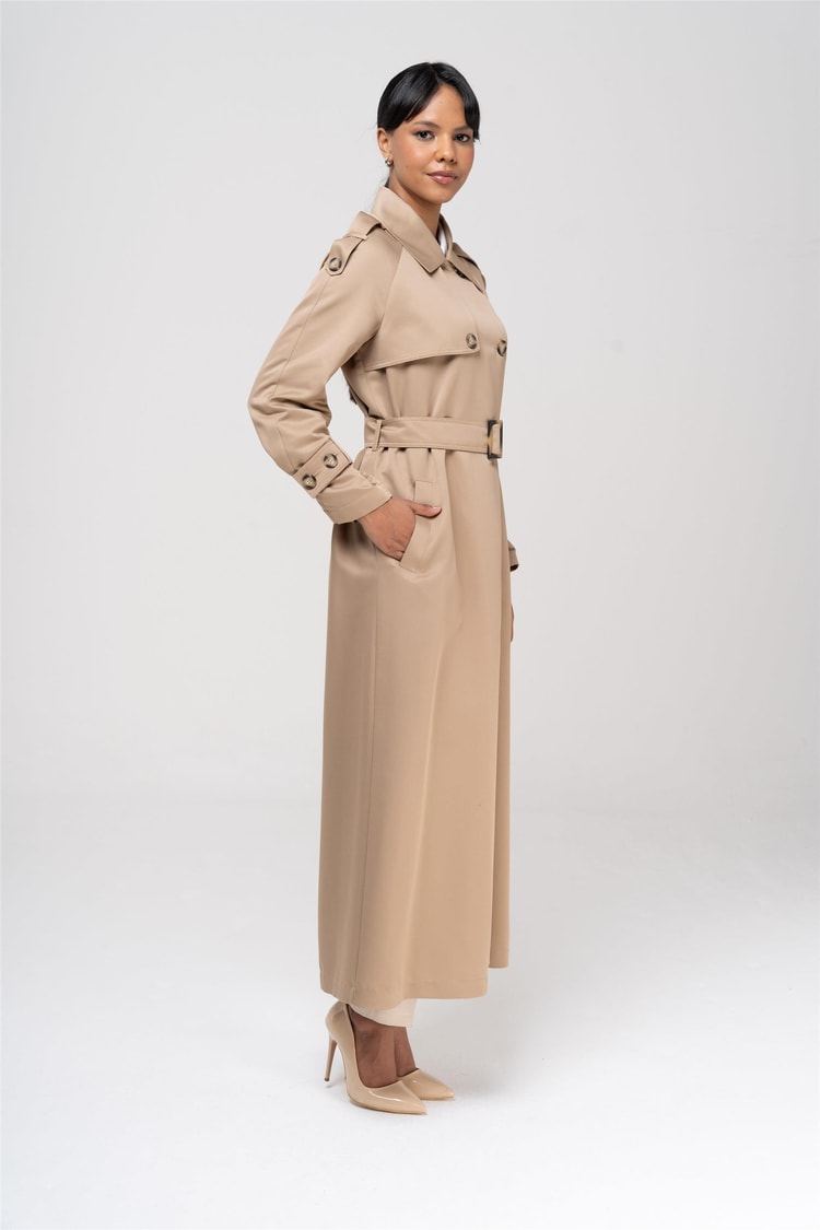 Olcay 6538 3001 Camel Kadın Polyester Trençkot