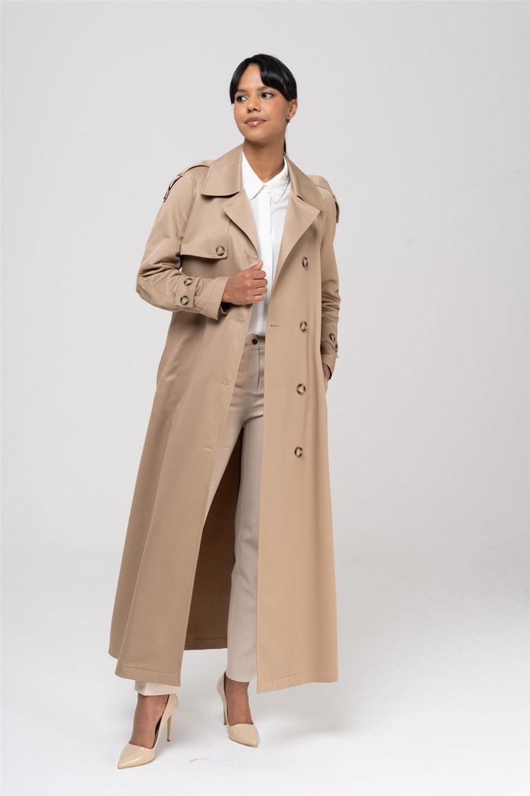 Olcay 6538 3001 Camel Kadın Polyester Trençkot