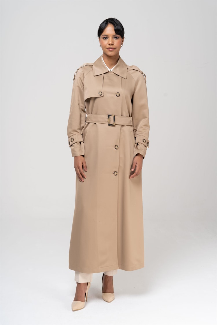 Olcay 6538 3001 Camel Kadın Polyester Trençkot
