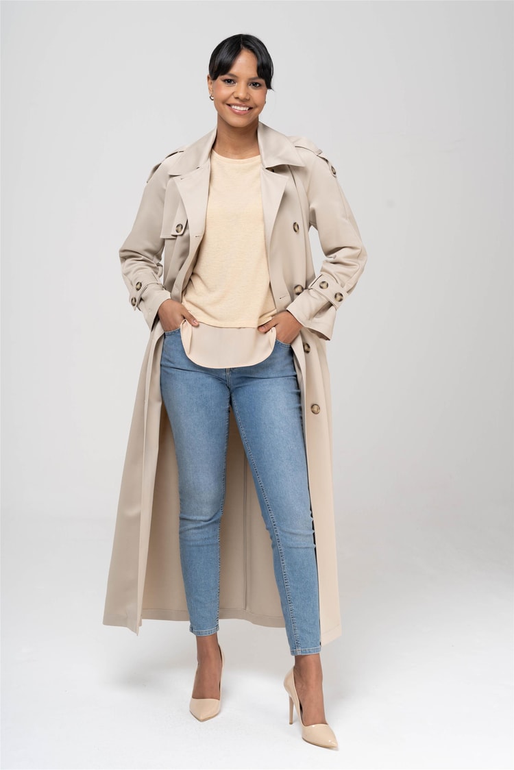 Olcay 6538 6005 Taş Kadın Polyester Trençkot