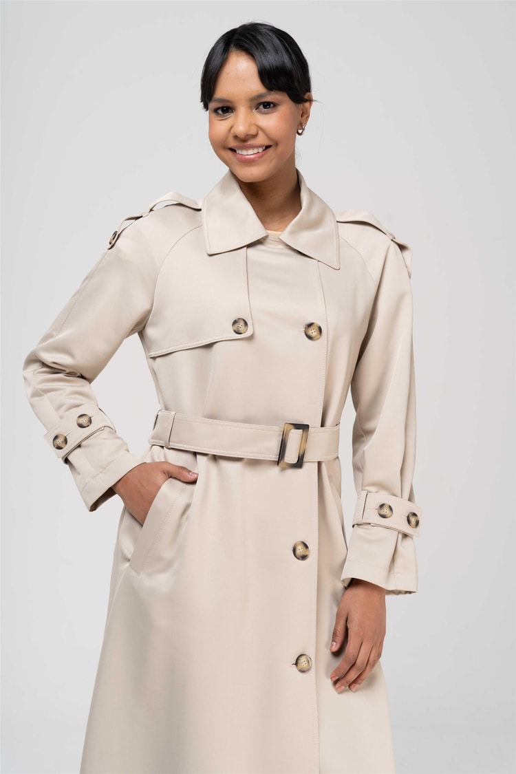Olcay 6538 6005 Taş Kadın Polyester Trençkot