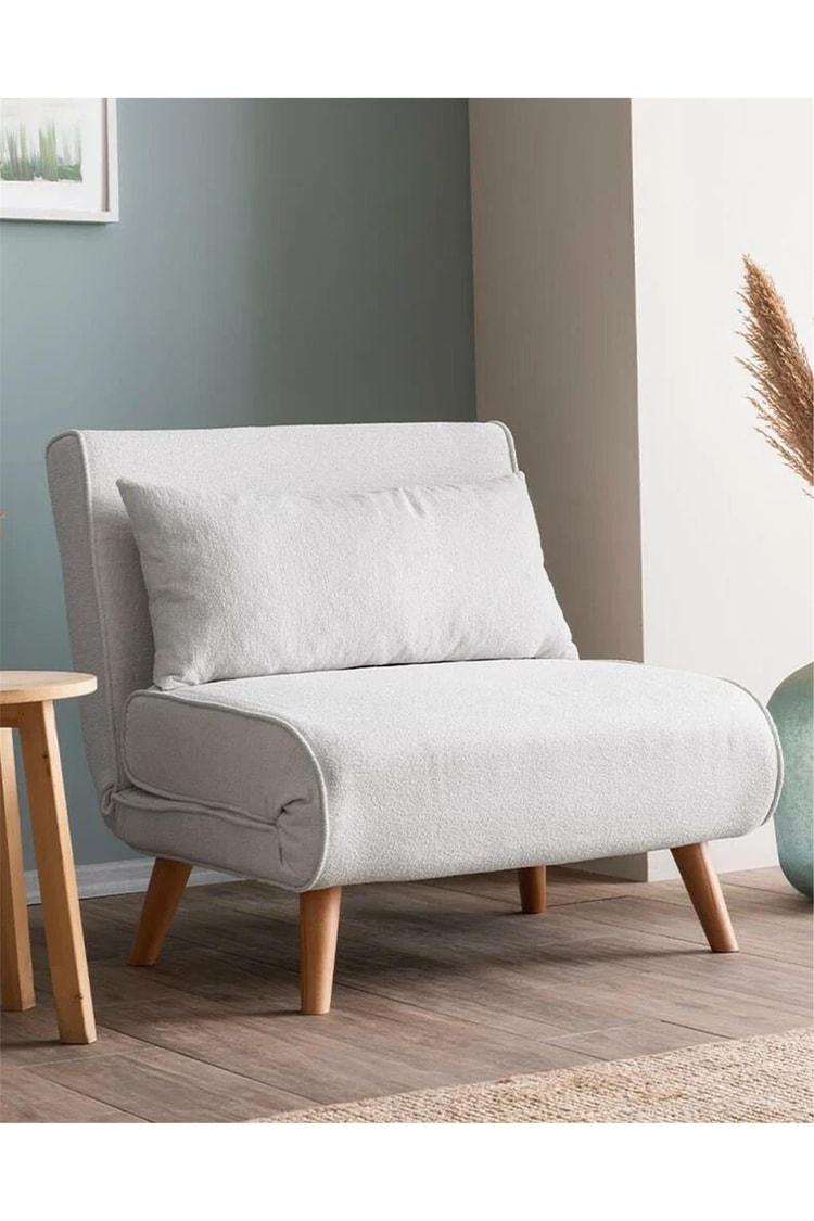 Pafu Folde 80 Tekli Yataklı Katlanır Koltuk Teddy Beyaz