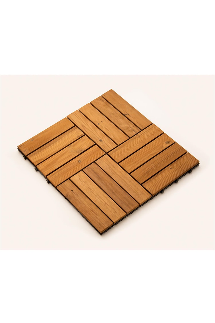 Pafu SUNSOE Fin Çamı Balkon Bahçe Ahşap Yer Döşemesi Karo Deck 30x30 cm 1 Adet (0,09m2)
