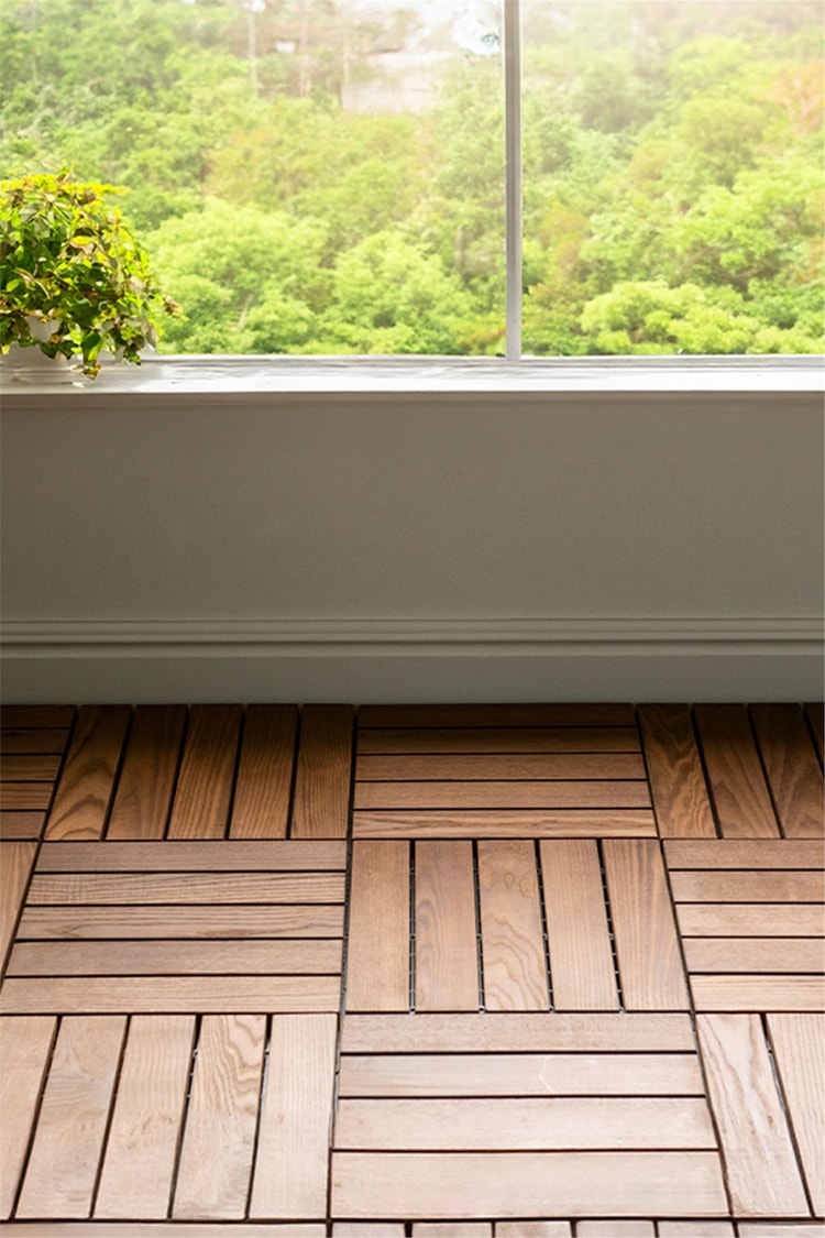 Pafu SUNSOE Fin Çamı Balkon Bahçe Ahşap Yer Döşemesi Karo Deck 30x30 cm 1 Adet (0,09m2)