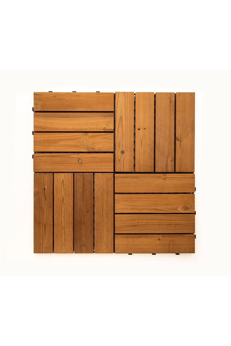 Pafu SUNSOE Fin Çamı Balkon Bahçe Ahşap Yer Döşemesi Karo Deck 30x30 cm 1 Adet (0,09m2)