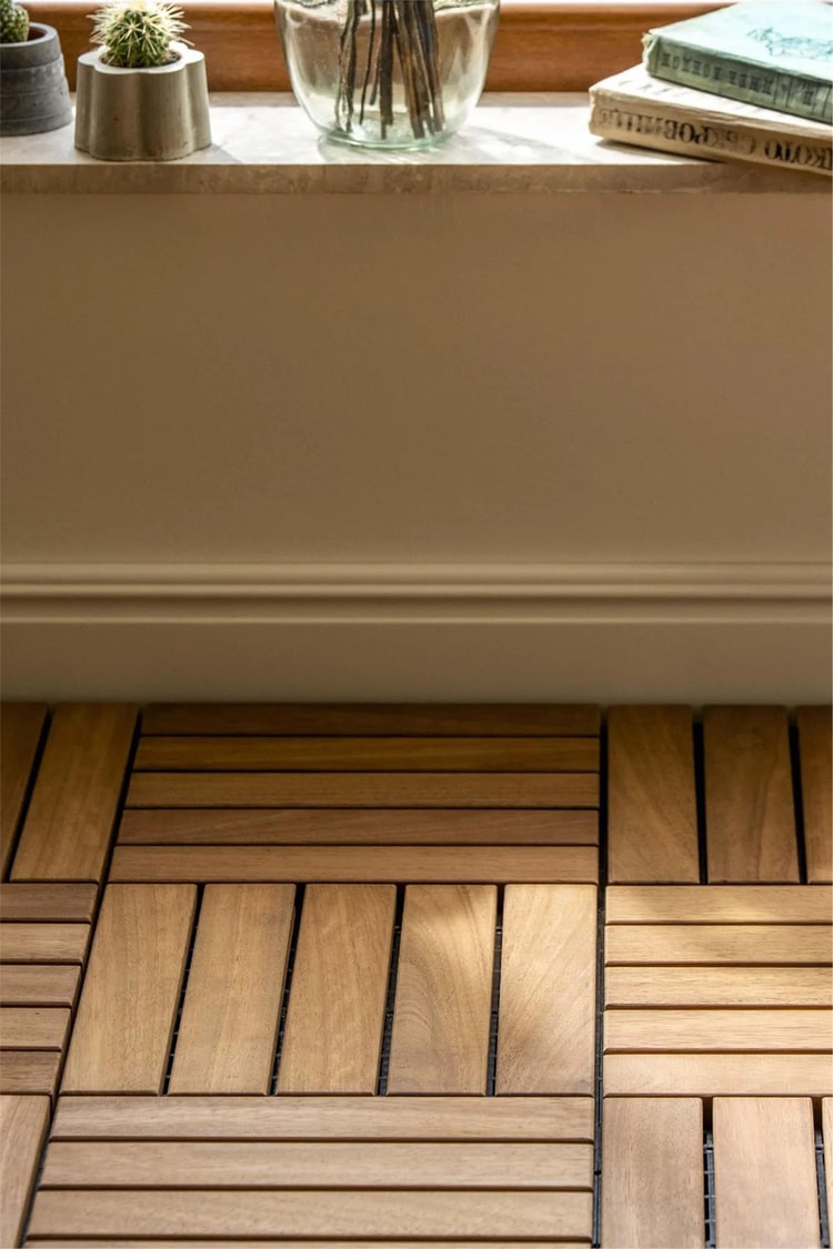 Pafu SUNSOE İroko Ağacı Balkon Bahçe Ahşap Yer Döşemesi Karo Deck 30x30 cm – 1 Adet (0,09m2)