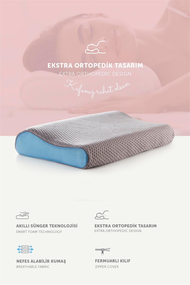 Pafu Visco Boyun Destekli Karbon Ortopedik Yastık