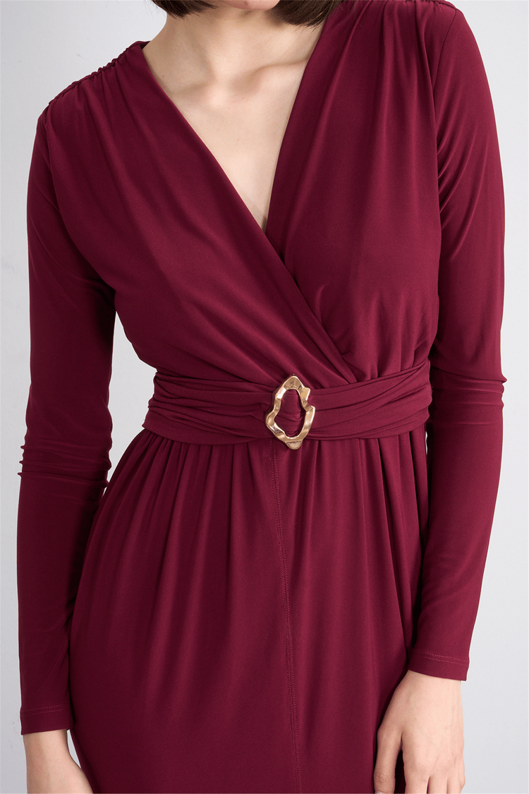 Patara Y26 5112 Bordo Kadın Sandy Kumaş Elbise S-Xl