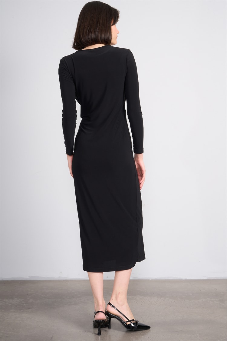 Patara Y26 5117 Siyah Kadın Sandy Kumaş Elbise S-Xl