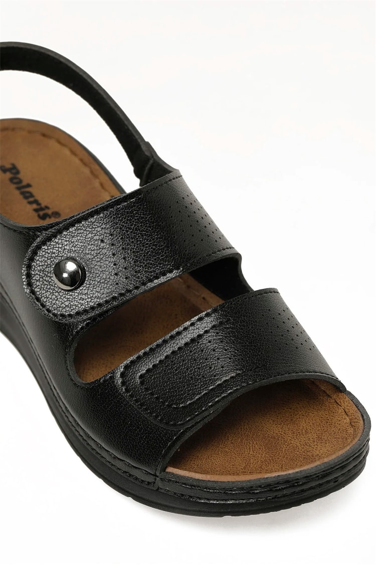 Polarıs A10225092912020 6M 167252.Z6Fx Sıyah Kadın Geleneksel Comfort Duz Sandalet