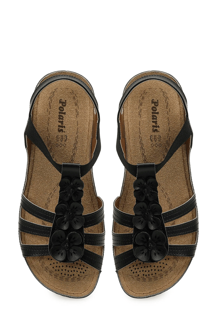 Polarıs A10225094812010 6M 157362.Z6Fx Sıyah Kadın Geleneksel Comfort Duz Sandalet