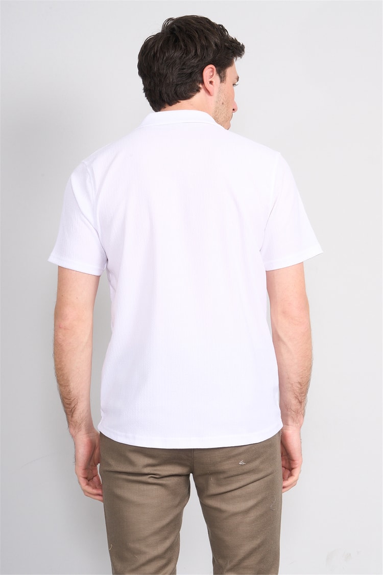 Rosso Y26 26014-A Ekru Erkek Apac Yaka Jakar Gomlek S-Xxl