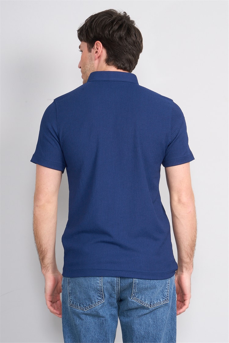 Rosso Y26 26014-P Lacivert Erkek Polo Yaka Jakar Tişört S-Xxl