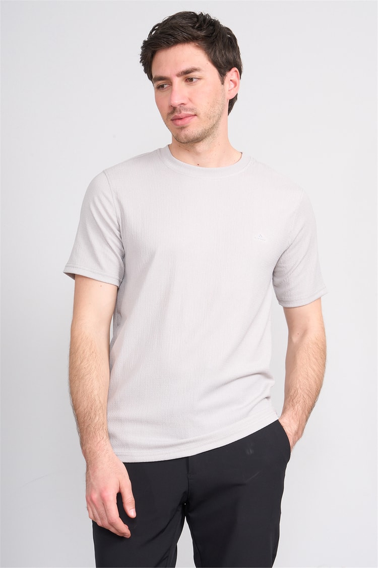 Rosso Y26 26014-S Gri Erkek Sıfır Yaka Jakar Tişört S-Xxl