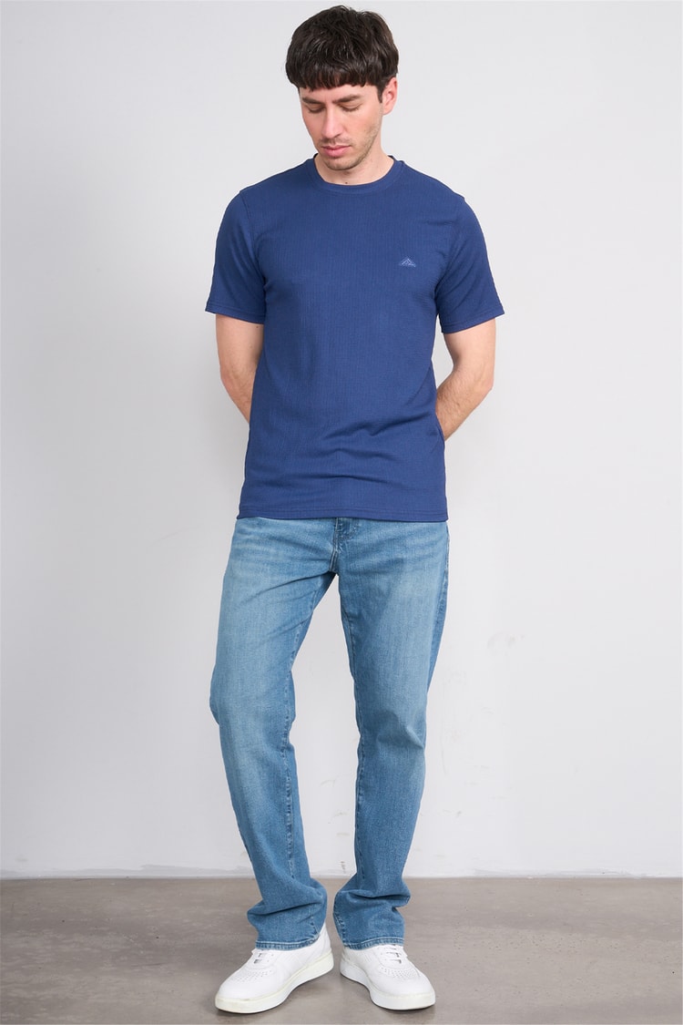 Rosso Y26 26014-S Lacivert Erkek Sıfır Yaka Jakar Tişört S-Xxl