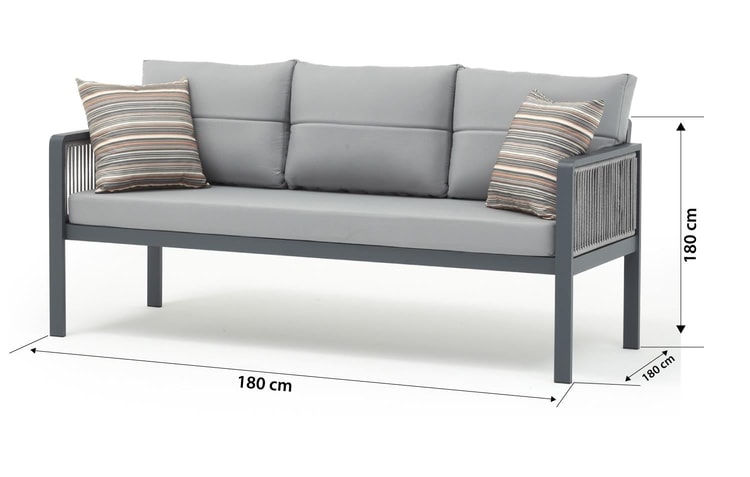 Salerno Bahçe Balkon Oturma Grubu 3+1+1+Sehpa - Antrasit