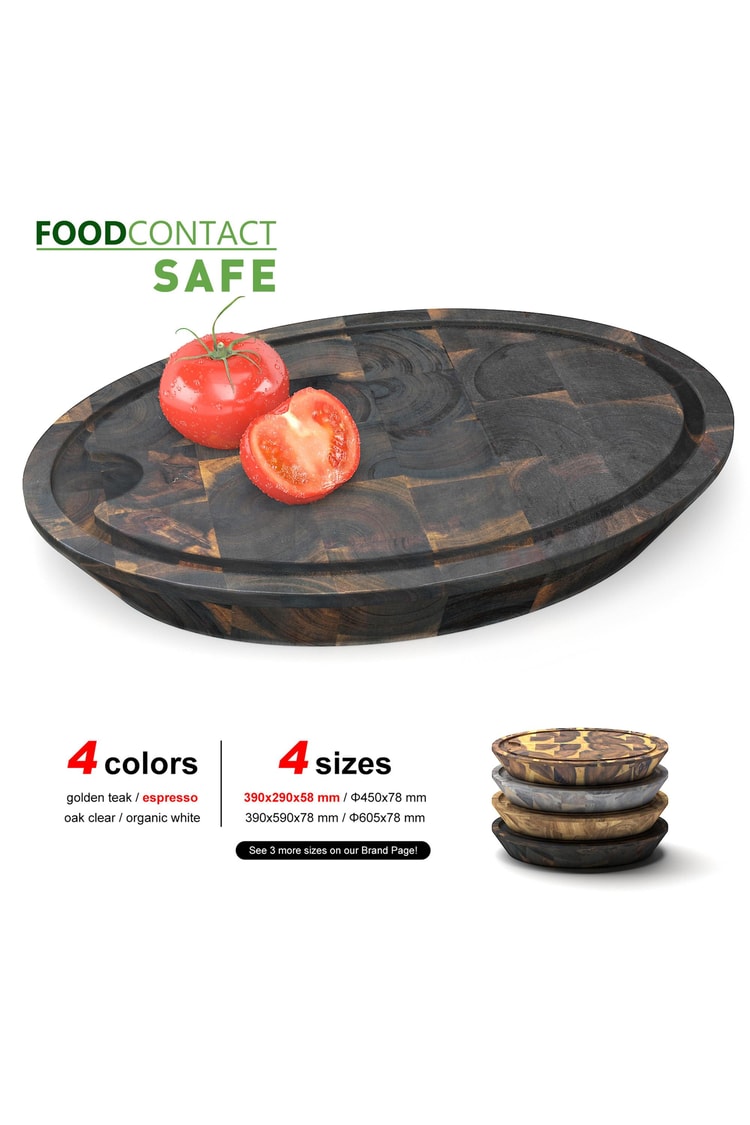Samurai Interbuild Masif Akasya End Grain Oval Kesme Tahtası 39x29x5,8 cm Espresso 672179