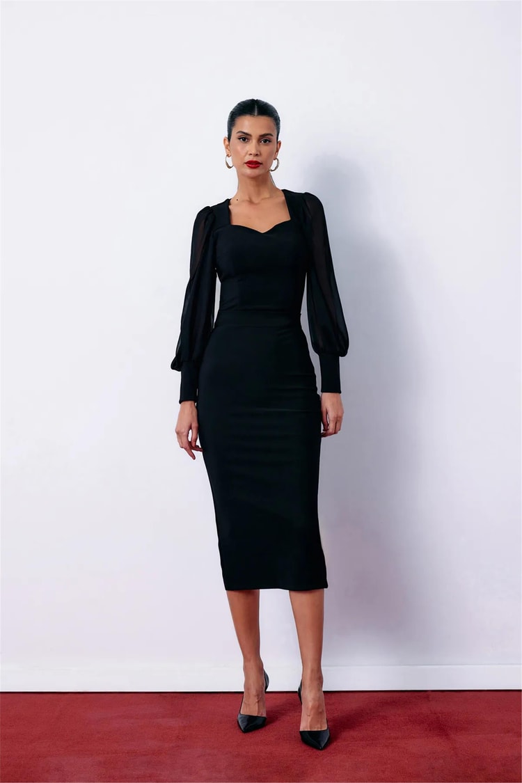 Sateen 1037-4019 Siyah Kadın Kalem Etek