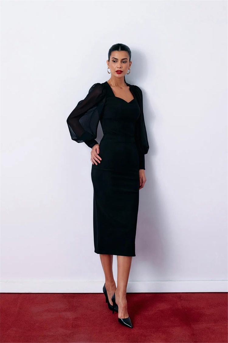 Sateen 1037-4019 Siyah Kadın Kalem Etek