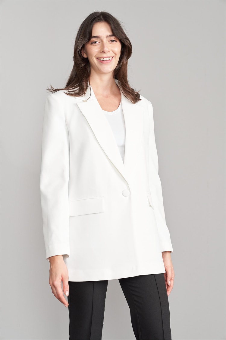 Sateen 1405-6020 Ekru Kadın Zebra Astarlı Ceket