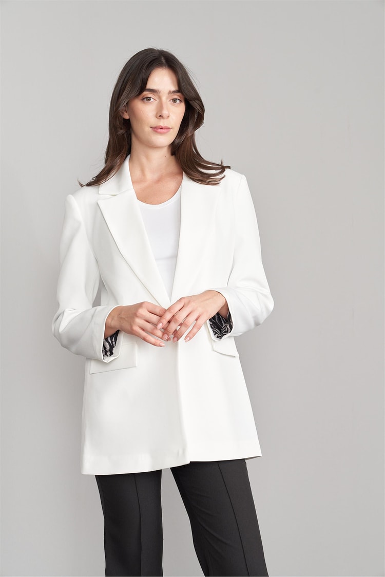 Sateen 1405-6020 Ekru Kadın Zebra Astarlı Ceket